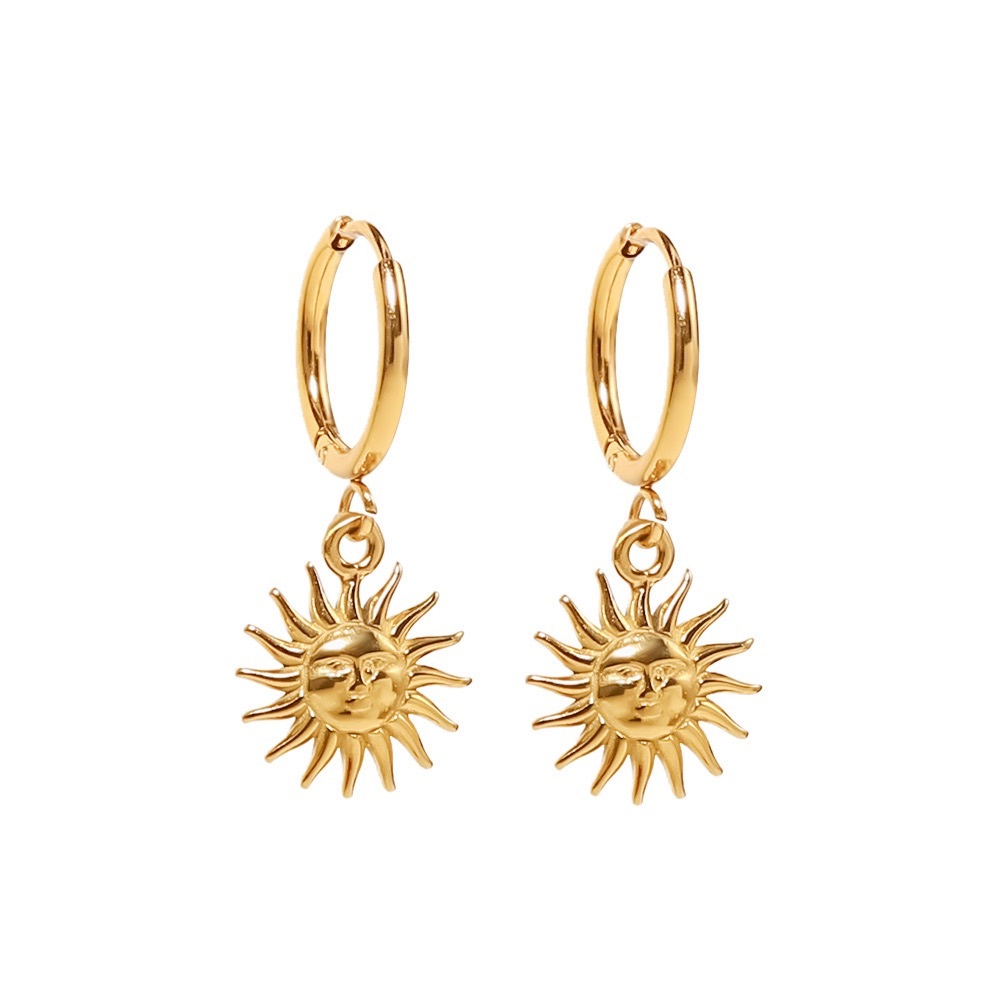 18K Gold Sunface Earrings*Bohemian Earrings*Boho*Celestial*Moon*Star*Waterproof - Picture 7 of 7